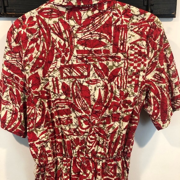 Vintage 50s MCM Toni Todd Abstract Tiki Style Dress with Pockets - Picture 8 of 10